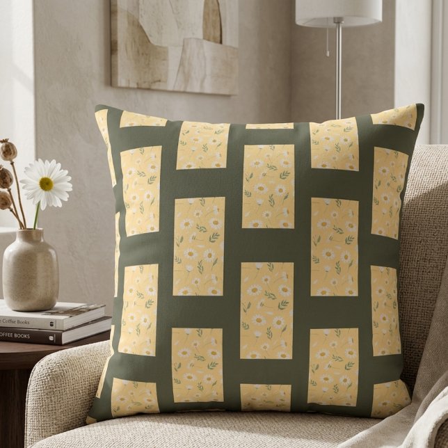 Sage Green Summer Nature Floral Pattern  Throw Pillow (Creator Uploaded)