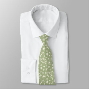 Sage Green Summer Pattern Neck Tie