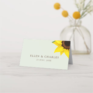Sage Green Sunflower Themed Guest Place Table Card