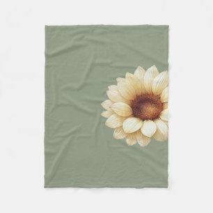Sage Green Sunflower Throw Blanket Vintage Floral