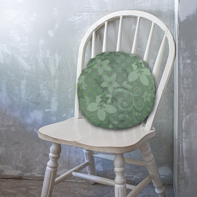 Sage Green Swirl Round Pillow (Creator Uploaded)