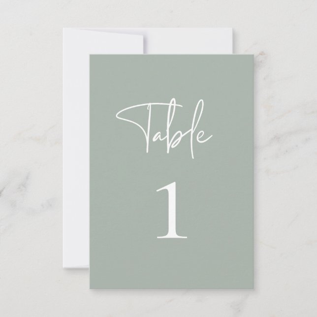 Sage Green Table Number Card (Front)