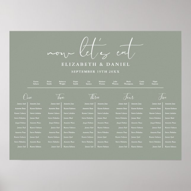 Sage Green Table Plan Wedding Seating Chart (Front)