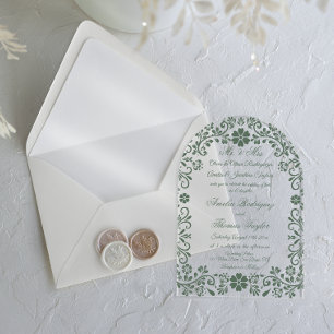 Sage Green Talavera Wedding  Acrylic Invitations