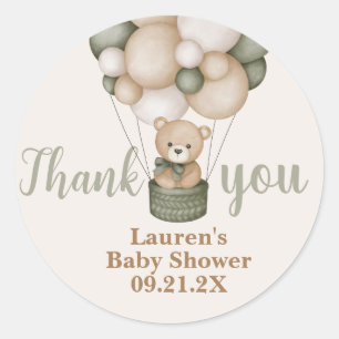 Sage Green Teddy Bear Baby Shower Favour Tags