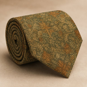 Sage Green Terracotta Baroque Floral Tie