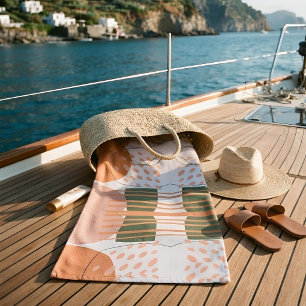 Sage Green Terracotta Modern Boho Abstract Beach Towel