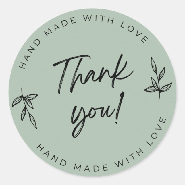 Sage Green Thank You Stickers (Front)
