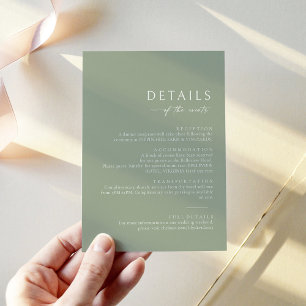 Sage Green The Details Information Enclosure Card