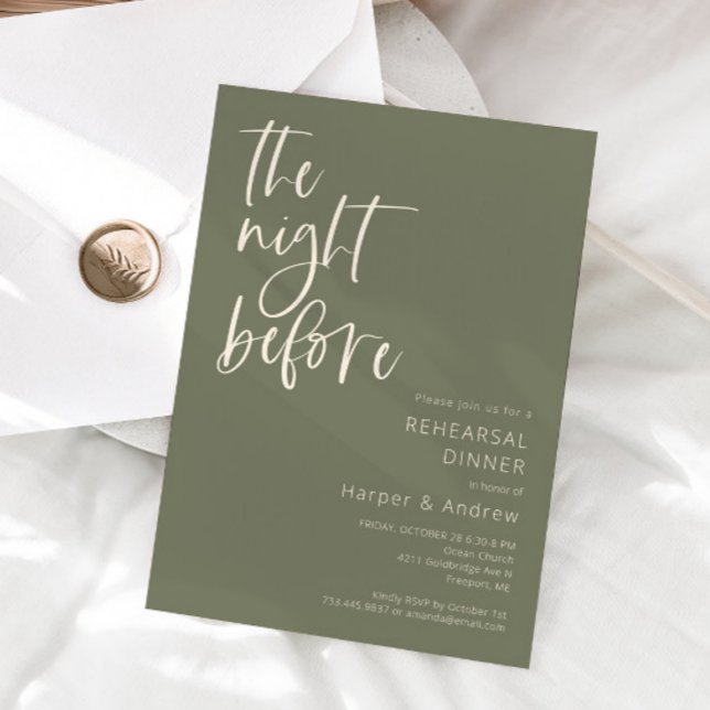 Sage Green The Night Before Rehearsal Dinner  Invitation (Creator Uploaded)