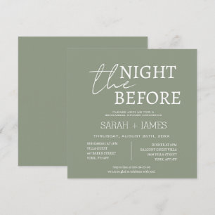 Sage Green the Night Before Rehearsal Dinner  Invitation