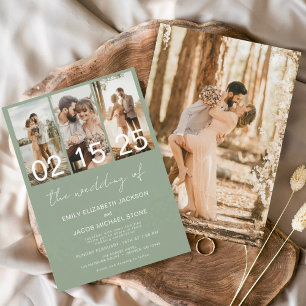 Sage Green The Wedding of Photo Simple Minimalist  Invitation