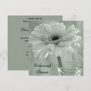 Sage Green Tinted Gerber Daisy Rehearsal Dinner Invitation
