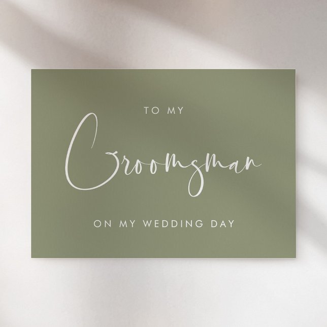 Sage green To my Groomsman wedding day card (Creator Uploaded)