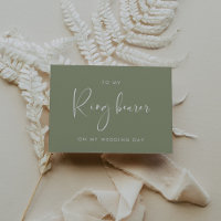 Sage green To my Ring bearer wedding day card