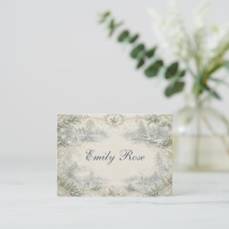 Sage Green Toile Deer Woodland Lodge Dinner Place Card