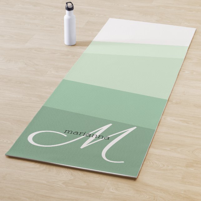 Sage Green Tones Geometric Pattern Yoga Mat (In Situ)