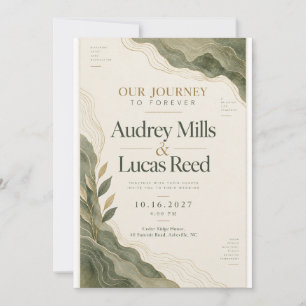 Sage Green Topographic Wedding Invitation