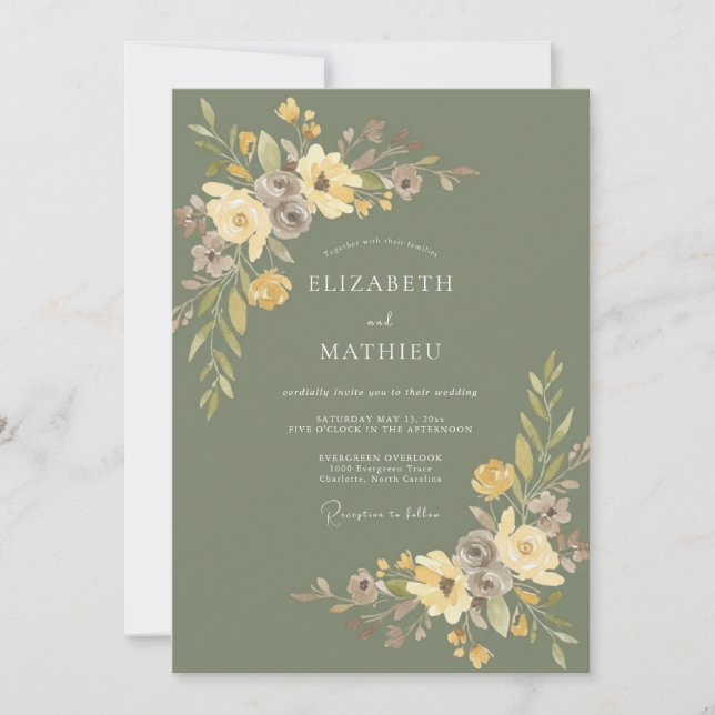 Sage Green Tranquil Meadow Wedding Invitation (Front)
