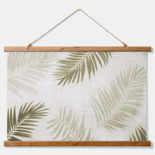 Sage Green Tropical Bohemian Wood Topped Wall Tape Hanging Tapestry