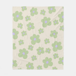 Sage Green Tropical Floral Botanical Spring Summer Fleece Blanket