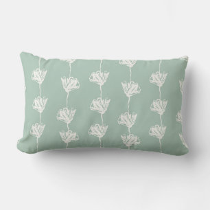 Sage Green Tulip Pattern Lumbar Pillow