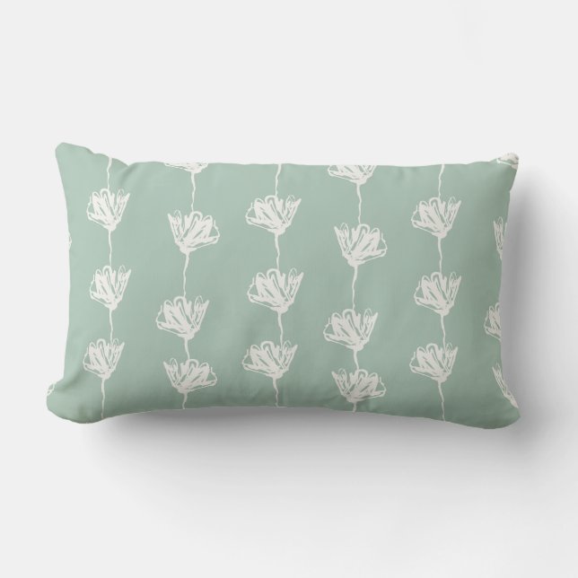 Sage Green Tulip Pattern  Lumbar Pillow (Front)