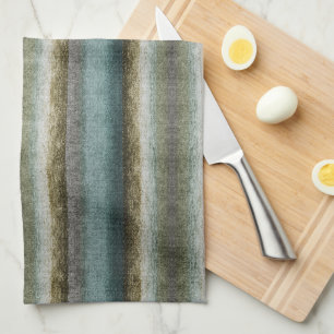 Sage Green turquoise Taupe Grey Farmhouse Stripes Kitchen Towel