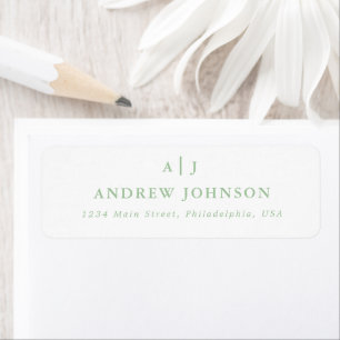 Sage Green Two Border Monogram Return Address