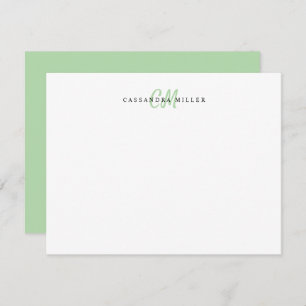 Sage Green Two Letter Initial Monogram Name Card