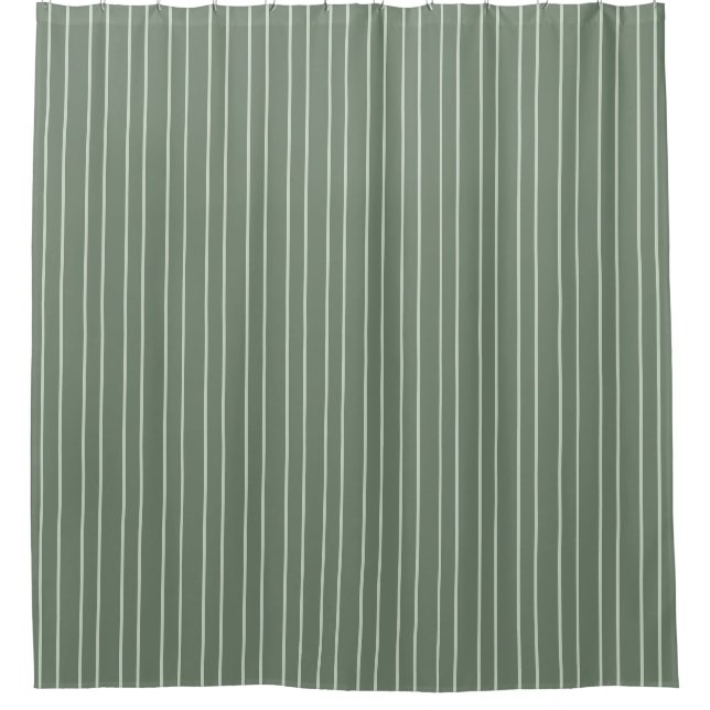 Sage Green two tone striped Shower Curtain (Front)