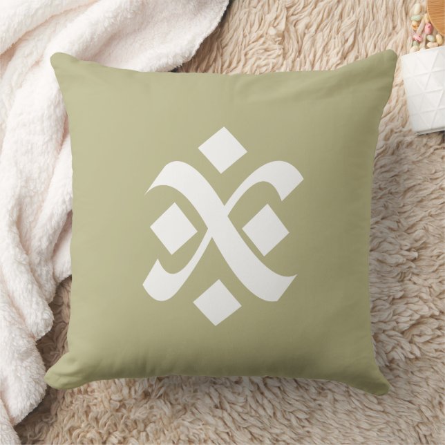Sage Green Uniform Solid Boho Colours Throw Pillow (Blanket)