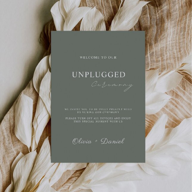 Sage Green Unplugged Ceremony Wedding Sign,  Invitation (Sage Green Unplugged Ceremony Wedding Sign, Invitation)
