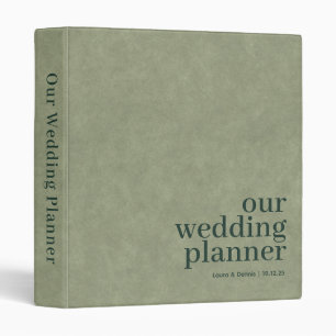 Sage Green Velvet Look Minimalist Wedding Planner Binder