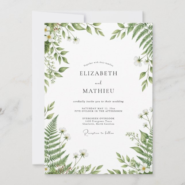 Sage Green Verdant Forest Wedding Invitation (Front)