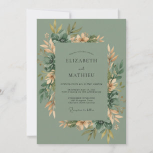 Sage Green Verdant Romance Wedding Invitation