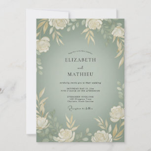 Sage Green Verdant Rustic Wedding Invitation