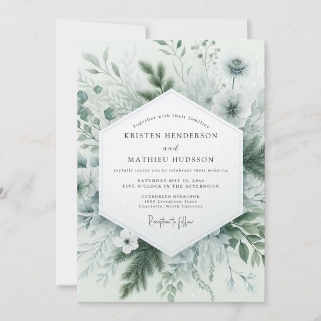 Sage Green Verdant Woodland Wedding Invitation (Front)