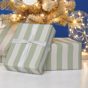 Sage Green Vertical Stripe Pattern Wrapping Paper