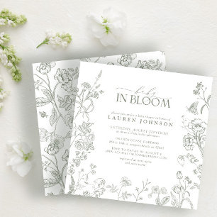 Sage Green Victorian Elegant Floral Baby In Bloom Invitation