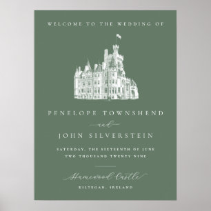 Sage Green Vintage Castle Welcome Wedding Poster