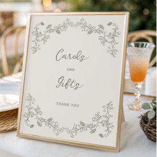 Sage Green Vintage Chinoiserie Cards Gifts Poster