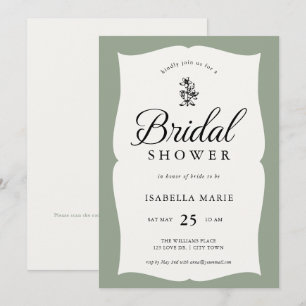 Sage Green Vintage Classic Bridal Shower Invitation