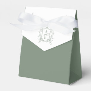 Sage Green Vintage Crest Wedding Thank You Favor Box