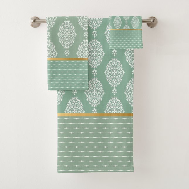 SAGE GREEN VINTAGE EUCALYPTUS BATHROOM TOWEL SET (Insitu)