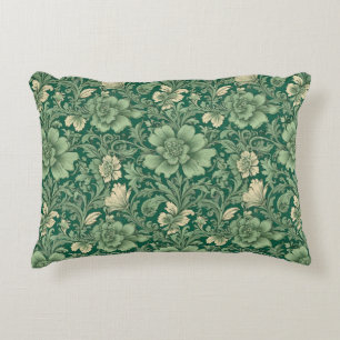 Sage Green Vintage Floral Pattern  Accent Pillow