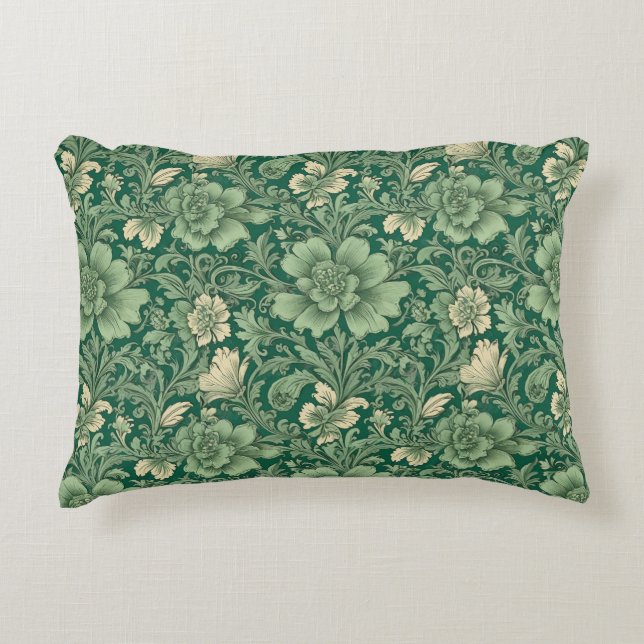 Sage Green Vintage Floral Pattern  Accent Pillow (Front)