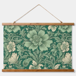 Sage Green Vintage Floral Pattern  Hanging Tapestry