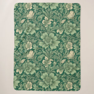 Sage Green Vintage Floral Pattern  Sherpa Blanket