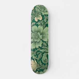 Sage Green Vintage Floral Pattern  Skateboard
